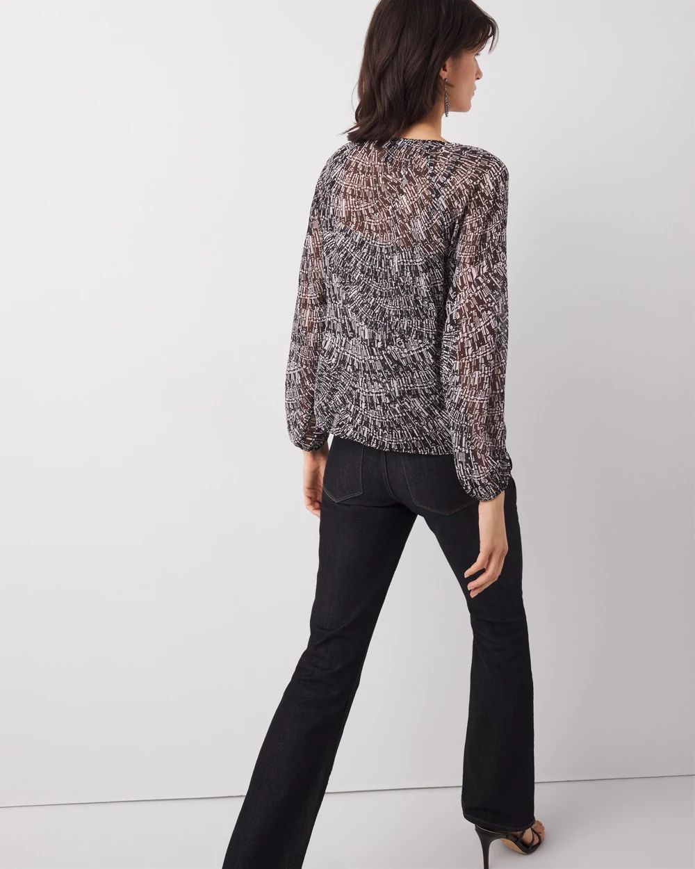 Printed Ruffle Front Blouse click to view larger image.