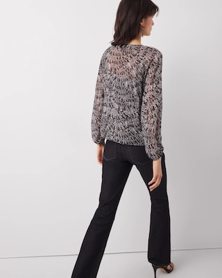 Printed Ruffle Front Blouse click to view larger image.