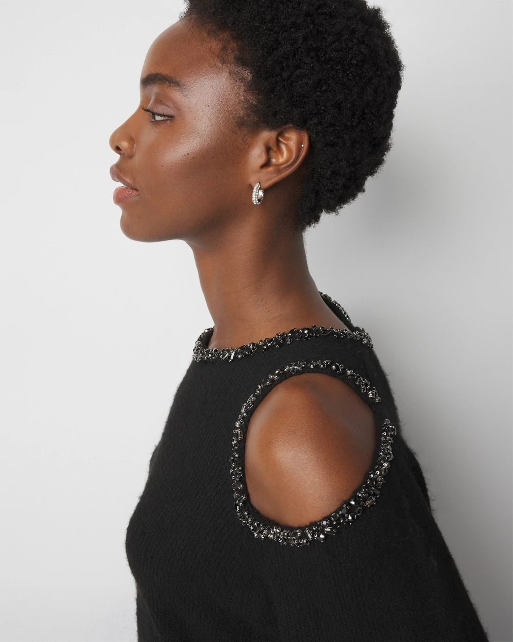 Petite Embellished Cutout Sweater