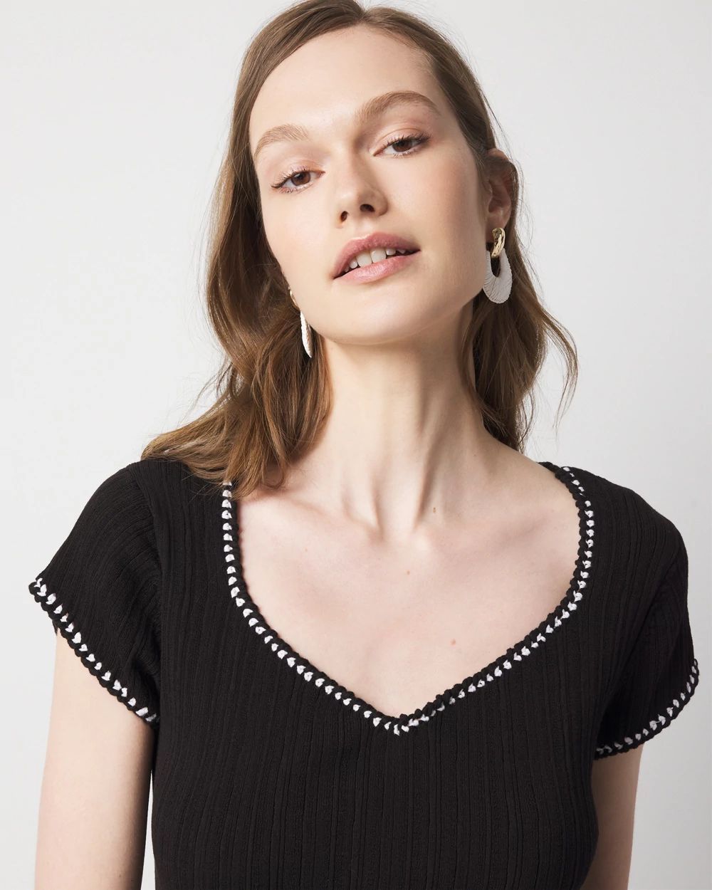 Braided Trim Sweater Dress click to view larger image.