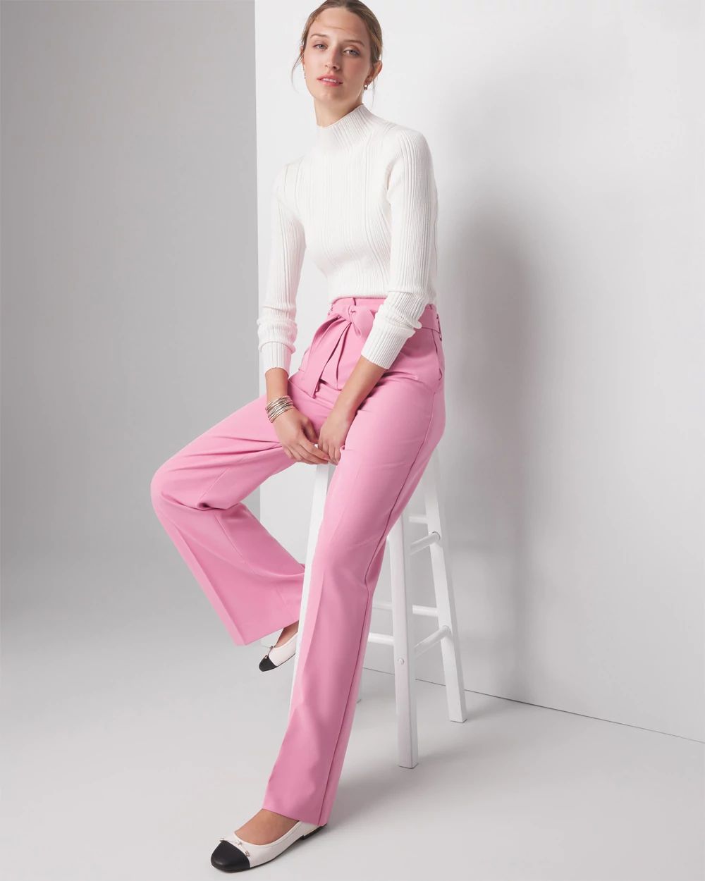 WHBM® Petite Belted Luna Wide Leg Trousers click to view larger image.