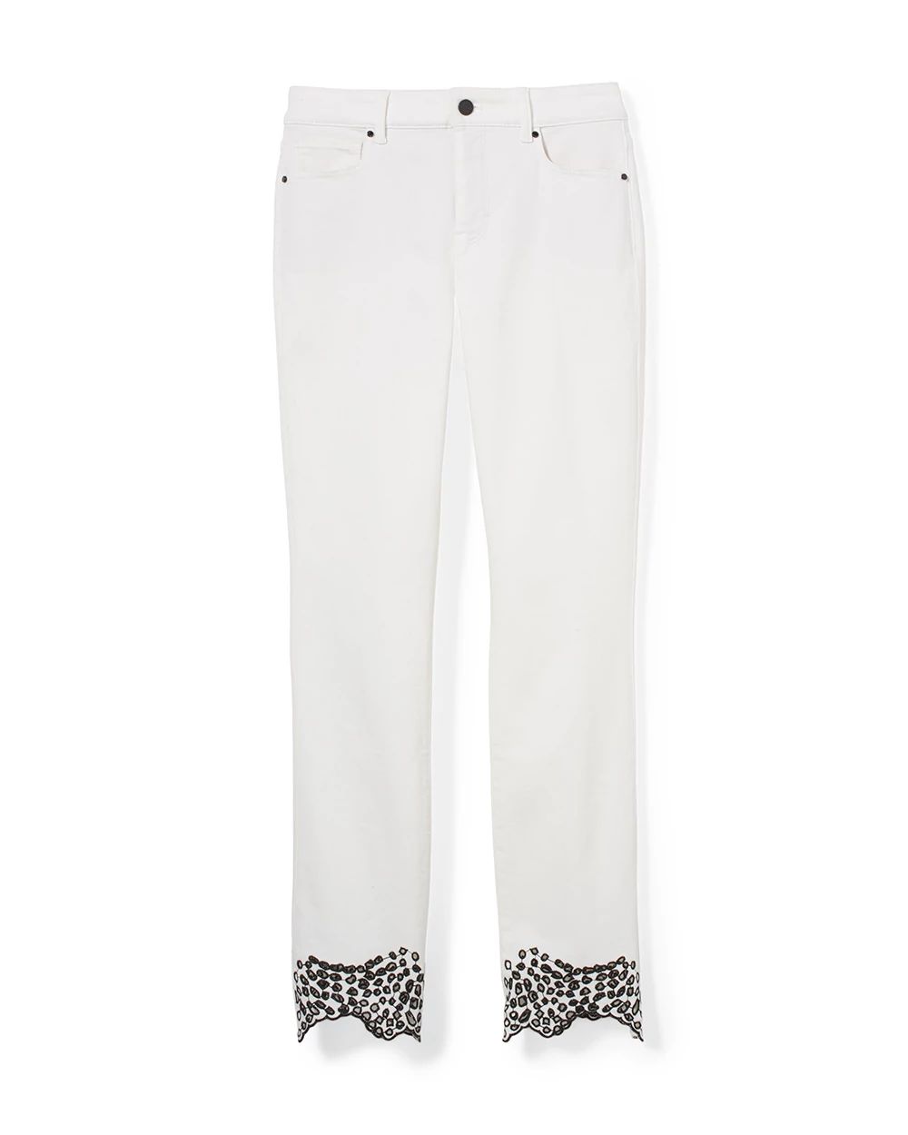 High-Rise Cutout Hem Boot Cut Cropped Jeans click to view larger image.