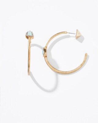 Gold Pave Stone Hoop Earrings