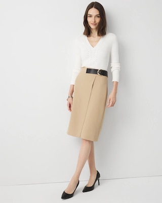 Belted Faux Wrap Skirt