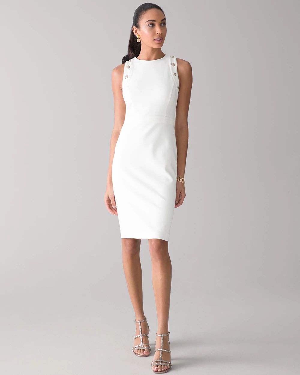 Luxe Stretch Sleeveless Button Detail Dress