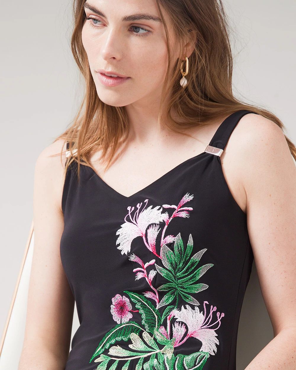 Embroidered Matte Jersey Tank Dress click to view larger image.