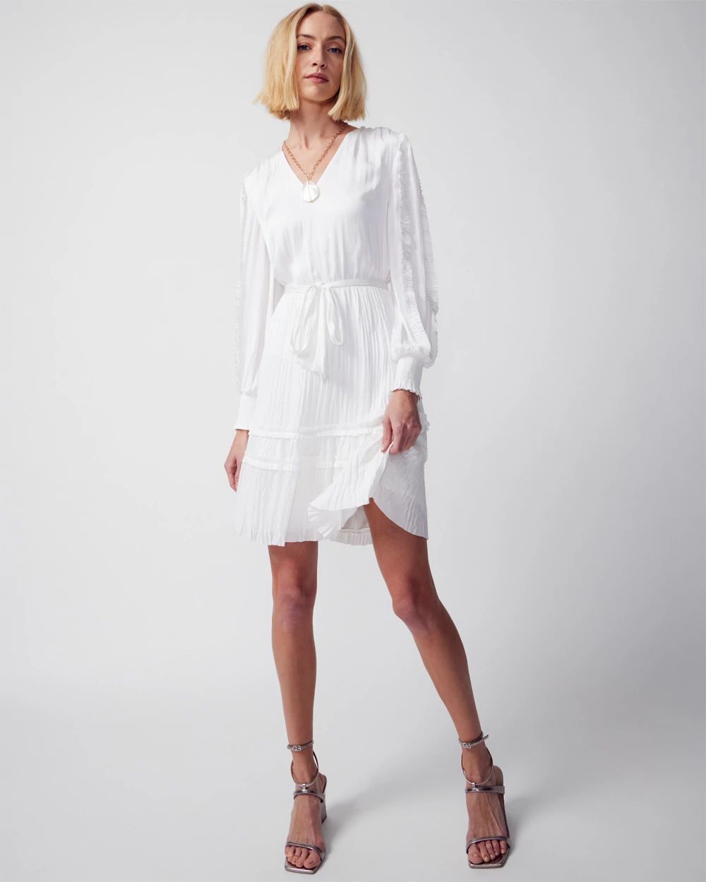 Satin Ruffle A-Line Dress