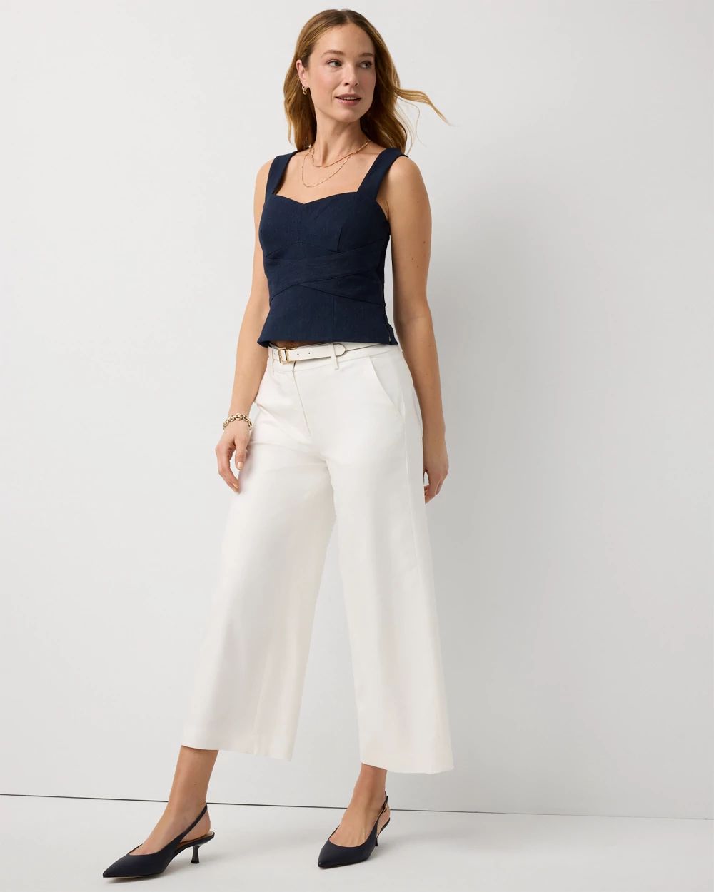Petite High Rise Wide Leg Crop Pant