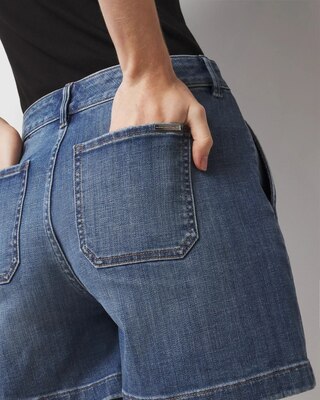 High-Rise Pleated Denim Short click to view larger image.