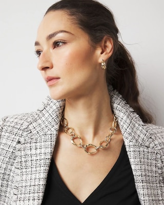 Silver + Gold Sculptural Statement Necklace