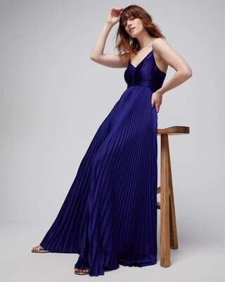 Satin Pleated Maxi Dress