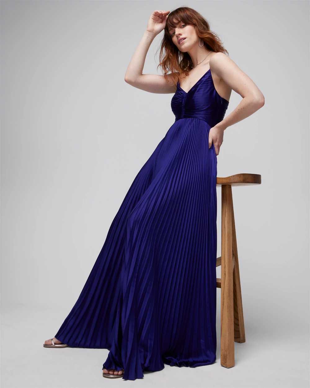 Satin pleated store maxi dress
