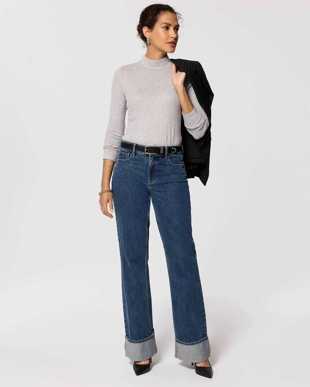 Cuffed High-Rise Trouser Jeans