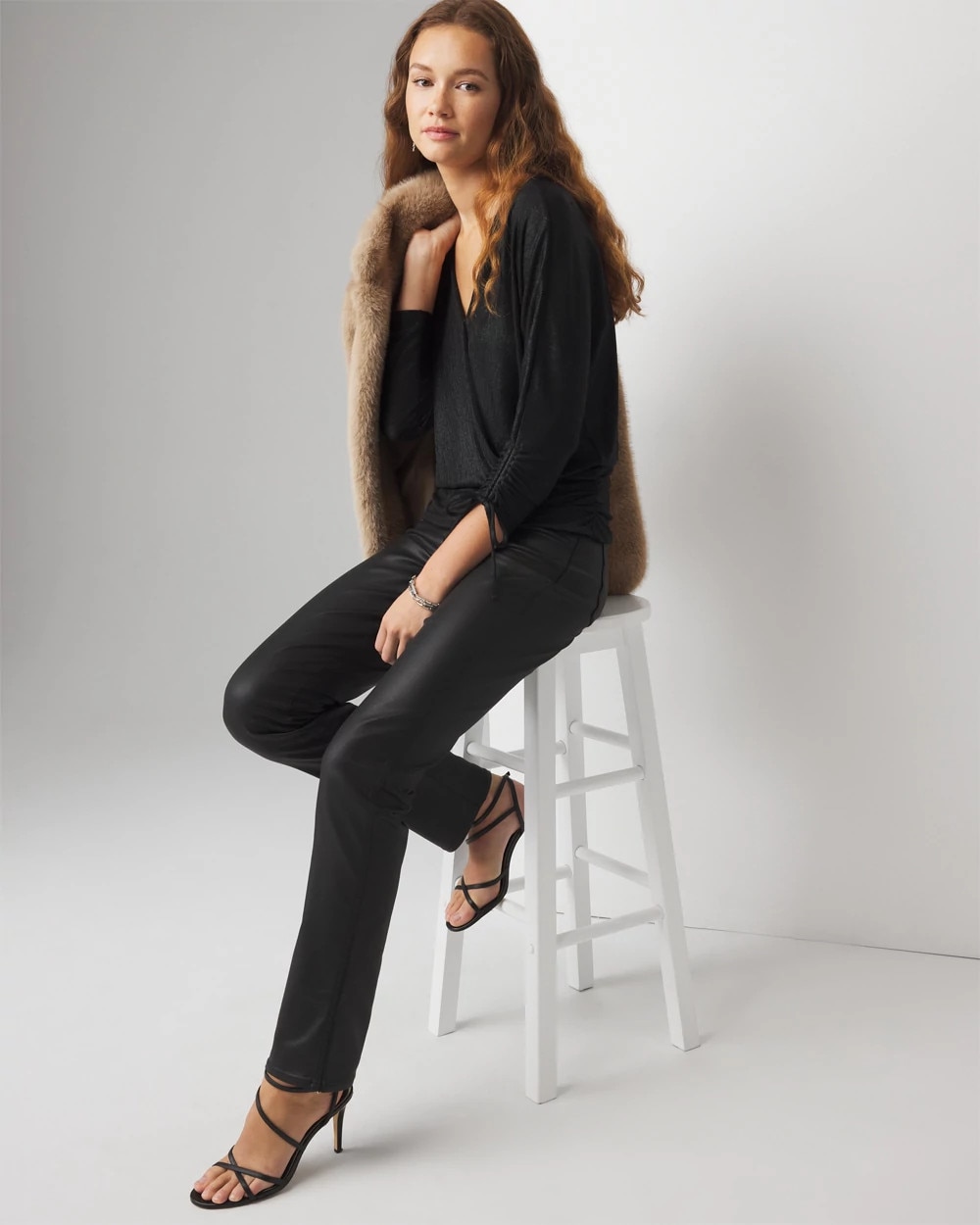 Metallic Surplice Top