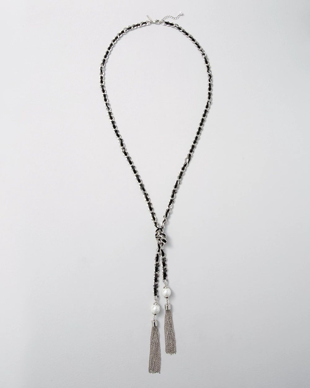 Ribbon Woven Tassel Necklace click to view larger image.