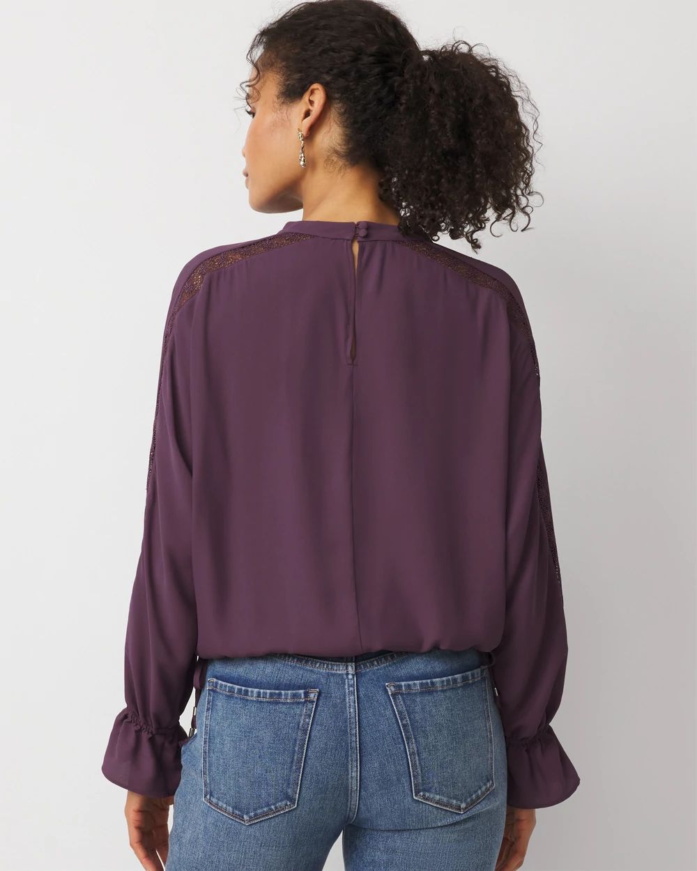 Drawstring Lace + Crepe Blouse click to view larger image.