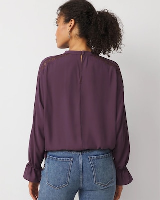 Drawstring Lace + Crepe Blouse click to view larger image.