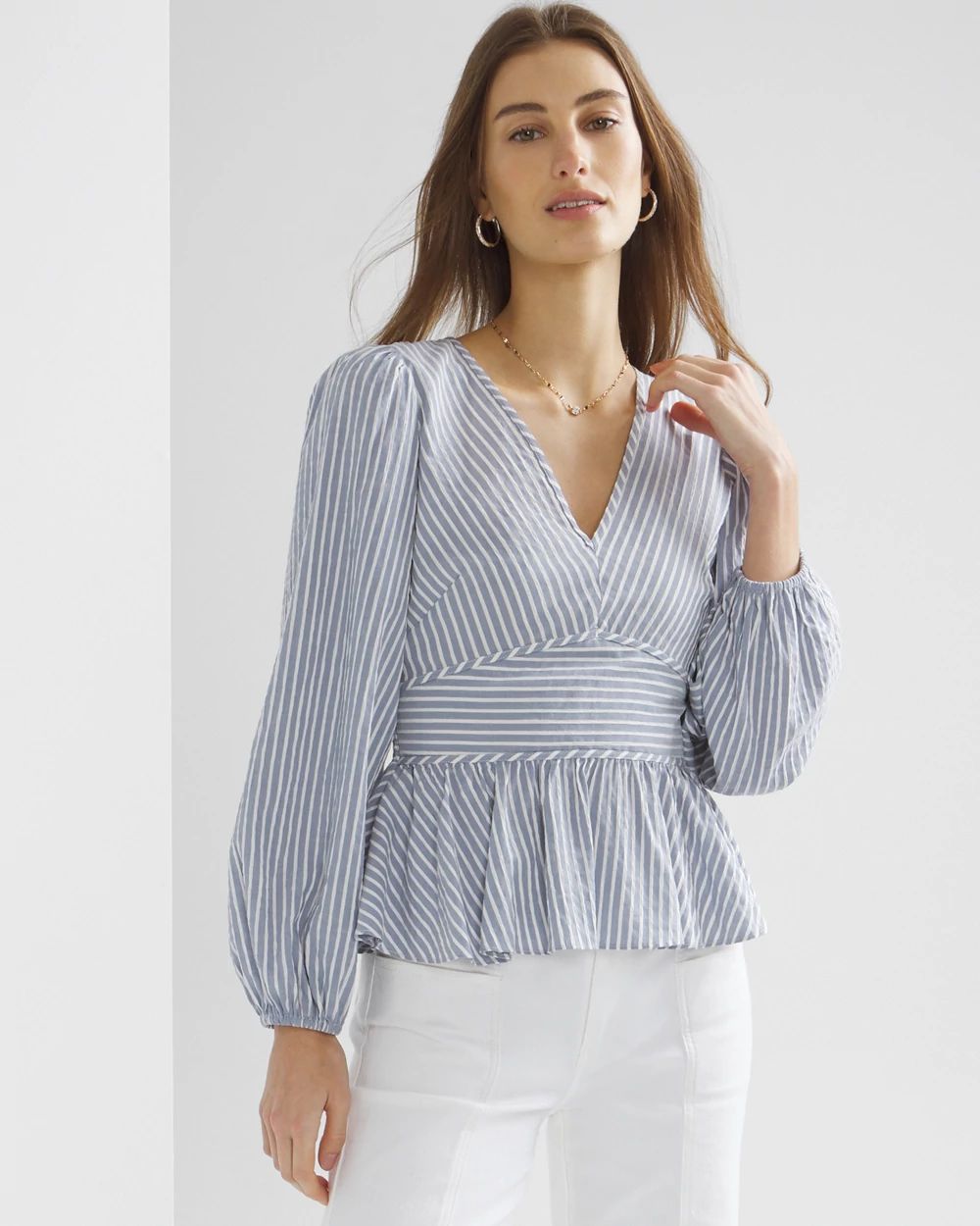 3/4 Sleeve Cinched Blouson Top click to view larger image.