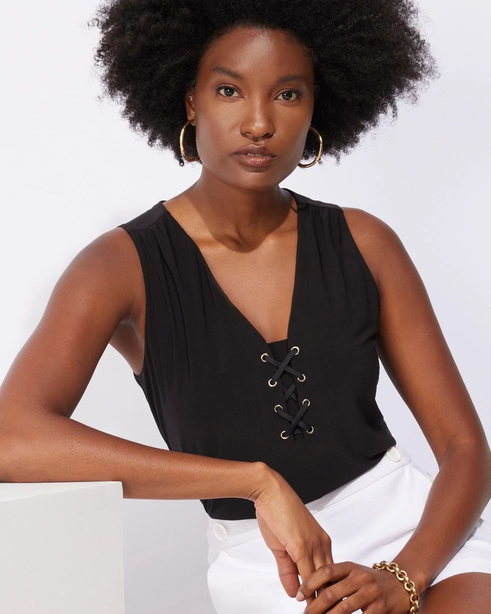 Outlet WHBM Lace-Up Tank Top
