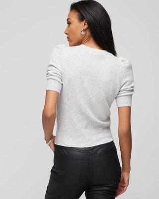 Elbow-Sleeve Soft Crew Gathered Pull Over