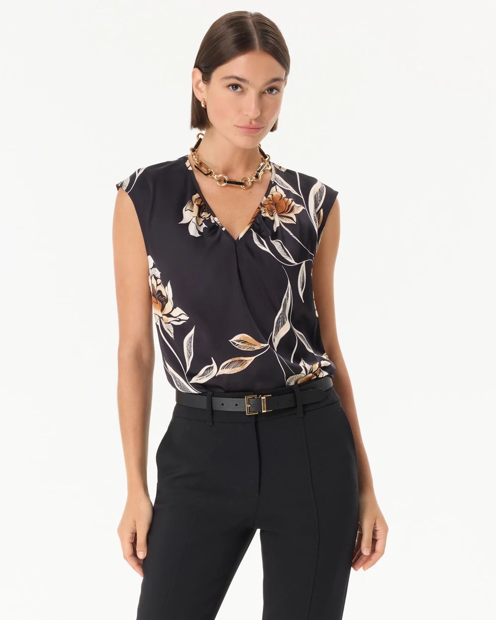 V-neck Satin Shell