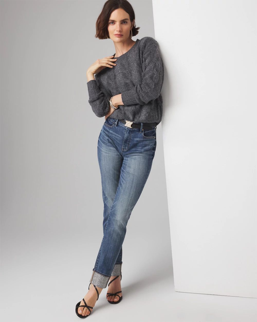 High-Rise Everyday Soft Denim™ Embellished Cuff Slim Jean