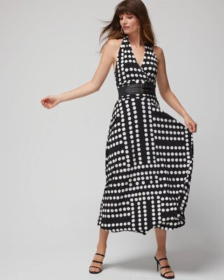Sleeveless Matte Jersey V-Neck Halter Maxi Dress
