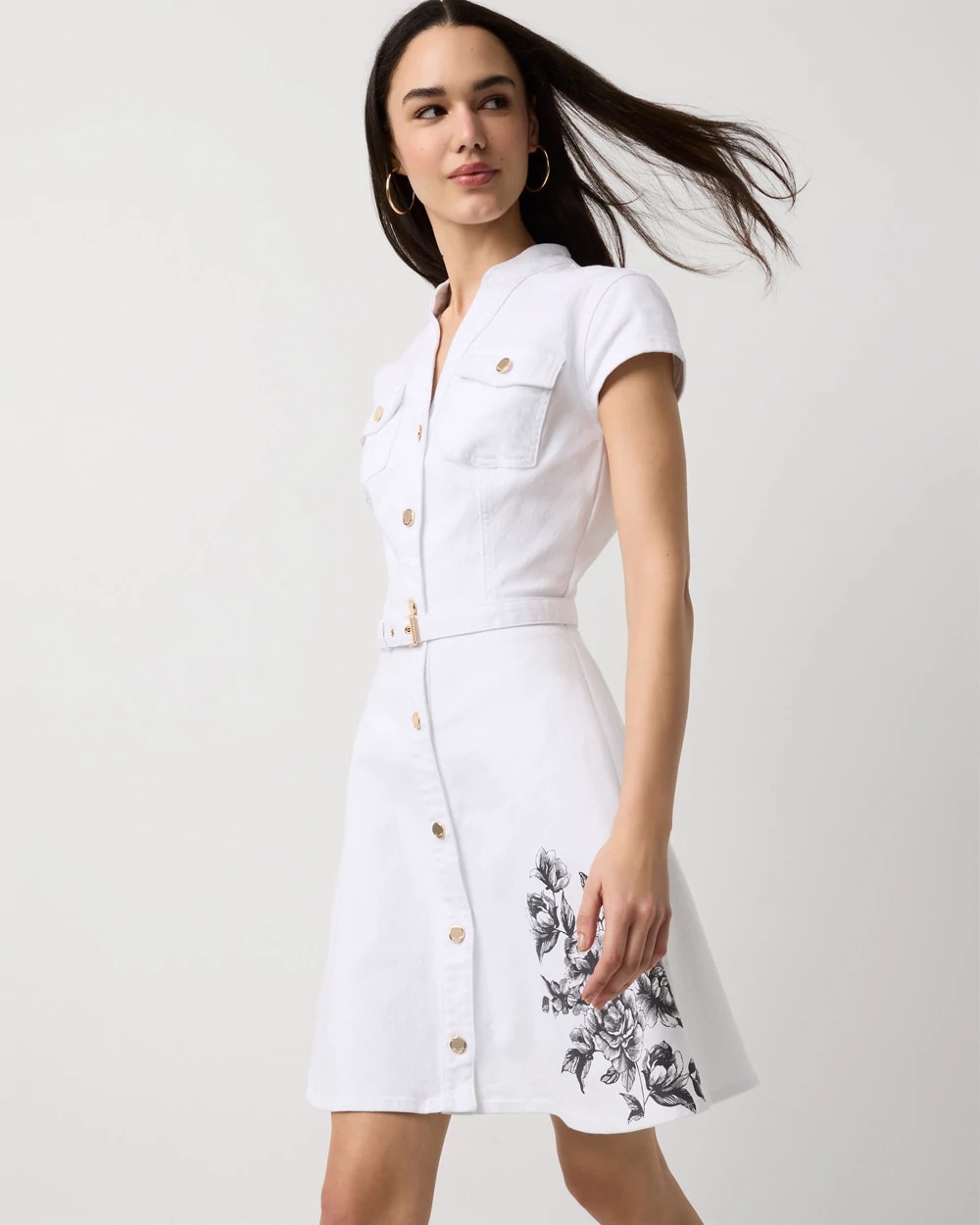 Button Front Denim Dress