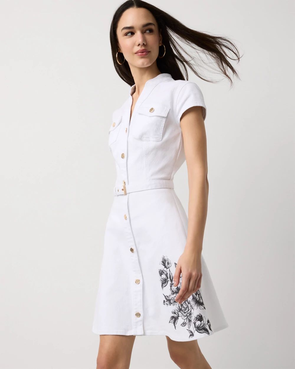 Button Front Denim Dress click to view larger image.