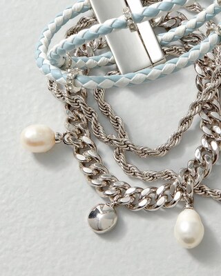 Leather + Pearl Magnetic Bracelet