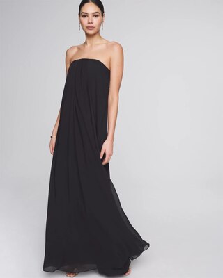 Petite Strapless Drape Gown