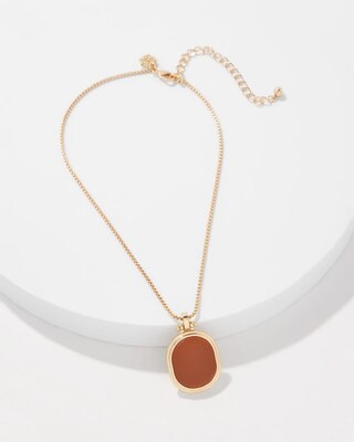 Cognac Textured Leather Pendant Necklace click to view larger image.