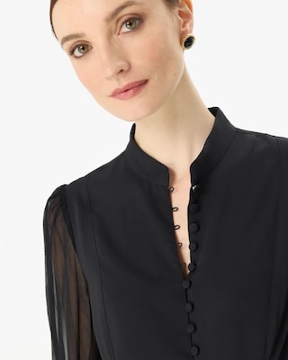 Crepe + Chiffon Button Front Blouse click to view larger image.