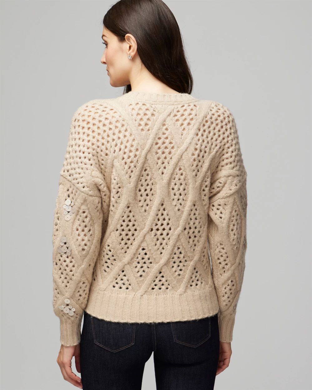 Embellished Cable Pullover Sweater