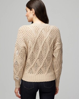 Embellished Cable Pullover Sweater