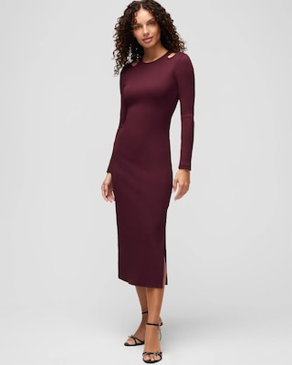 WHBM® FORME Rib Long Sleeve Cutout Dress