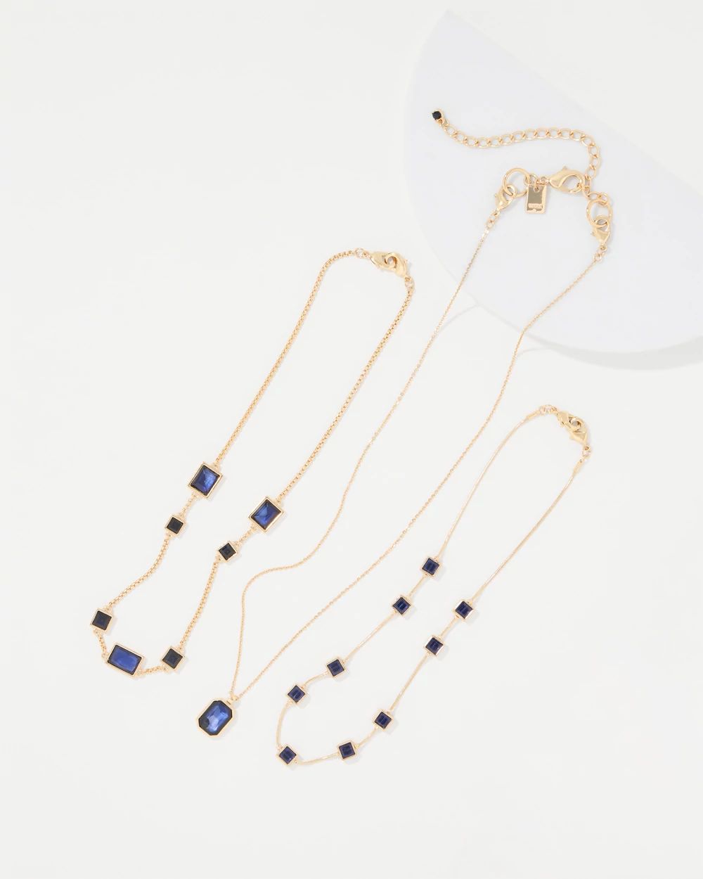 Dark Blue Glass Stones Convertible Necklace click to view larger image.