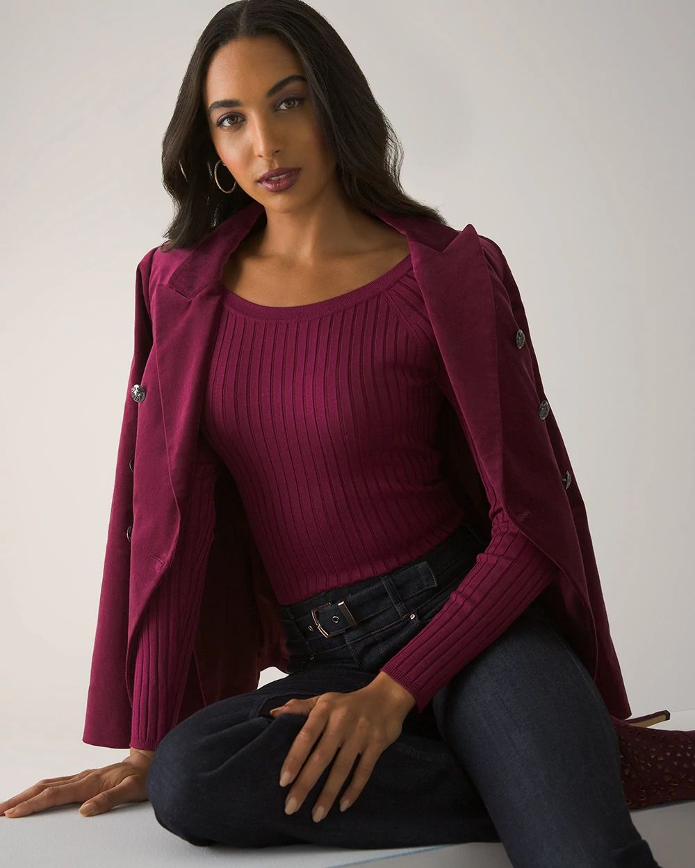 Ribbed Bateau Neck Pullover