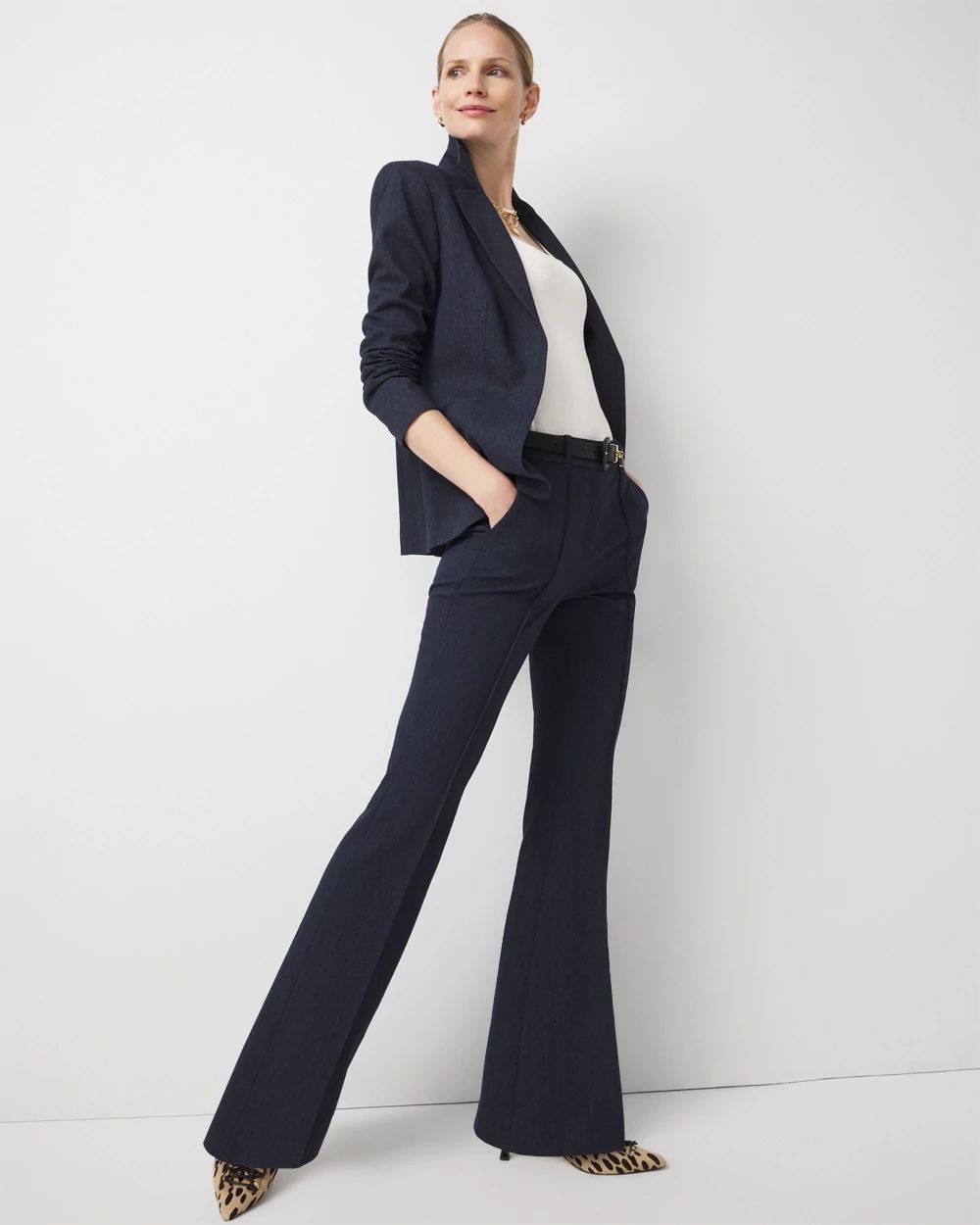 High Rise Denim-Look Piper Flare