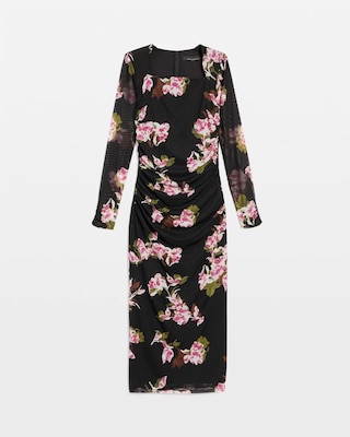 Bolero Sleeve Floral Mesh Midi Dress click to view larger image.