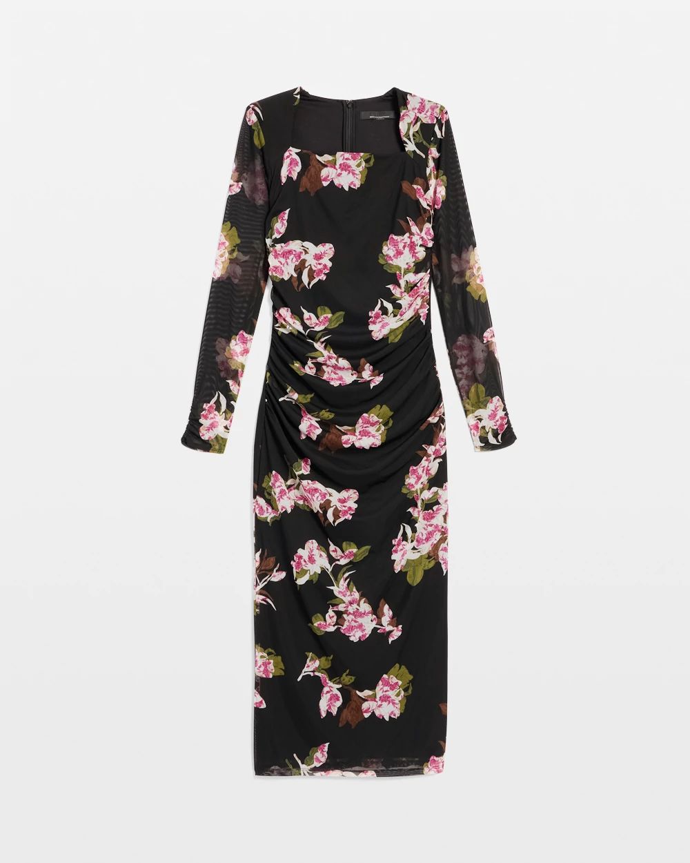 Bolero Sleeve Floral Mesh Midi Dress