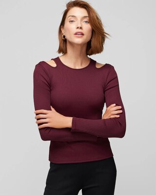 WHBM® FORME Long Sleeve Cutout Ribbed Top