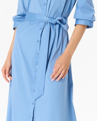Elbow Sleeve Midi Shirt Dress click to view larger image.