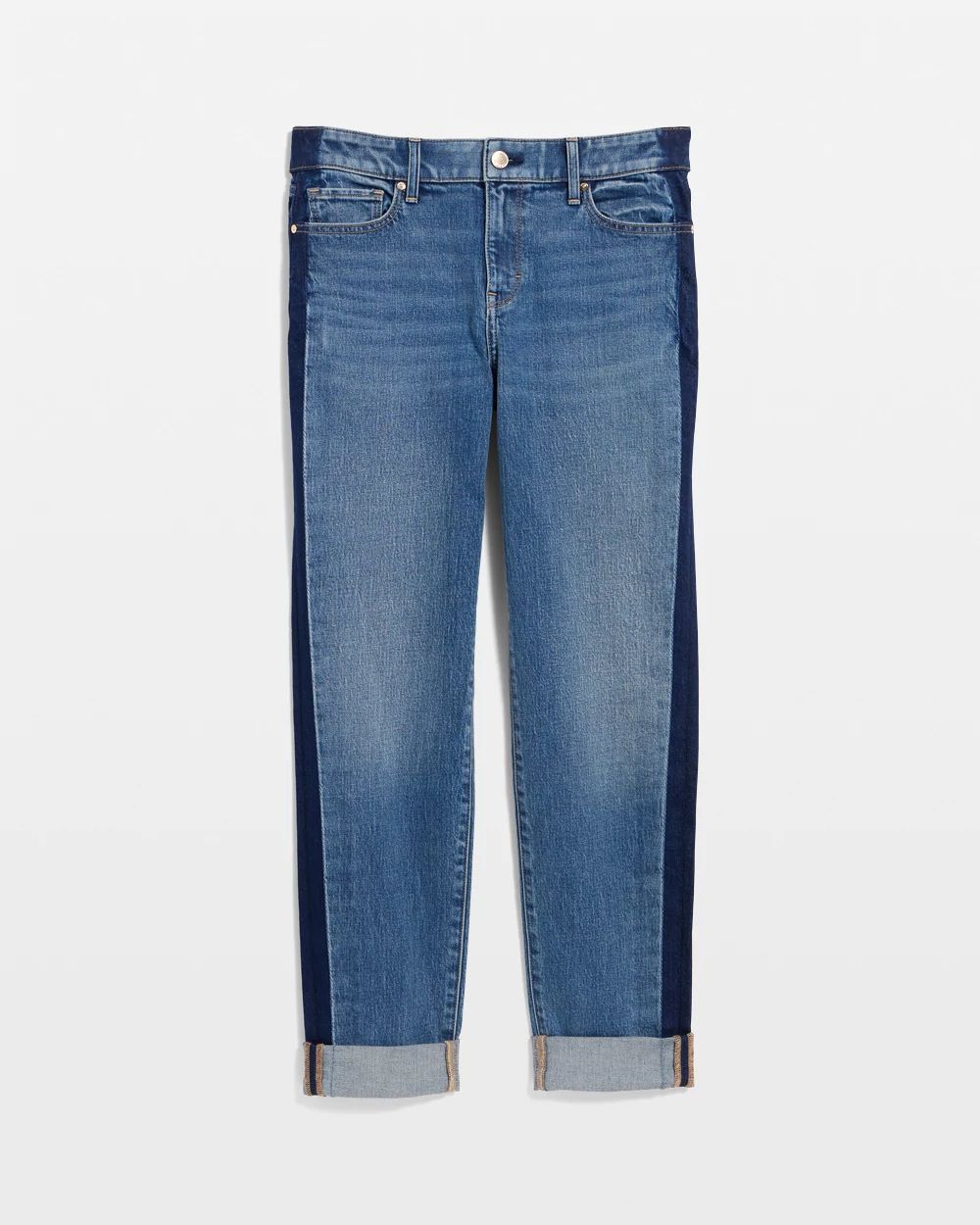 Petite Colorblock Mid-Rise Girlfriend Jean