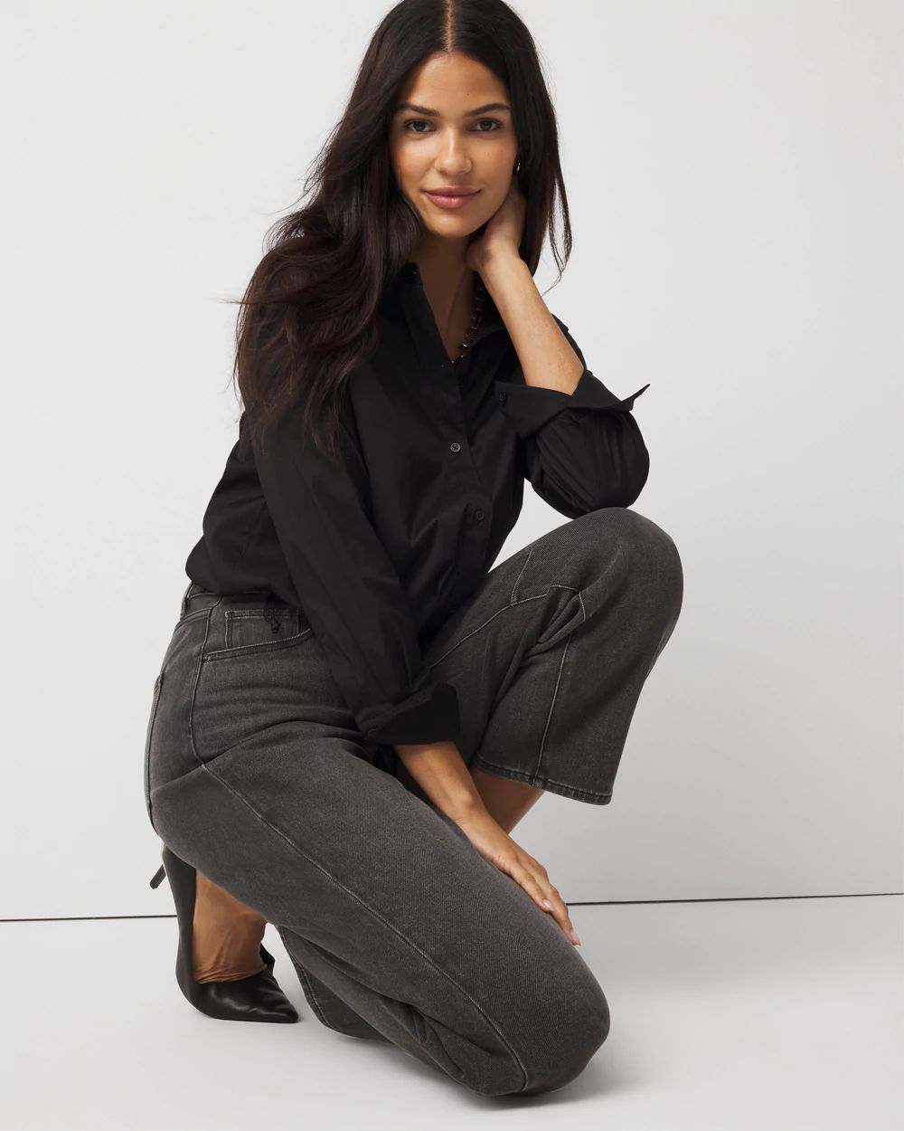 Drawstring Poplin Shirt click to view larger image.