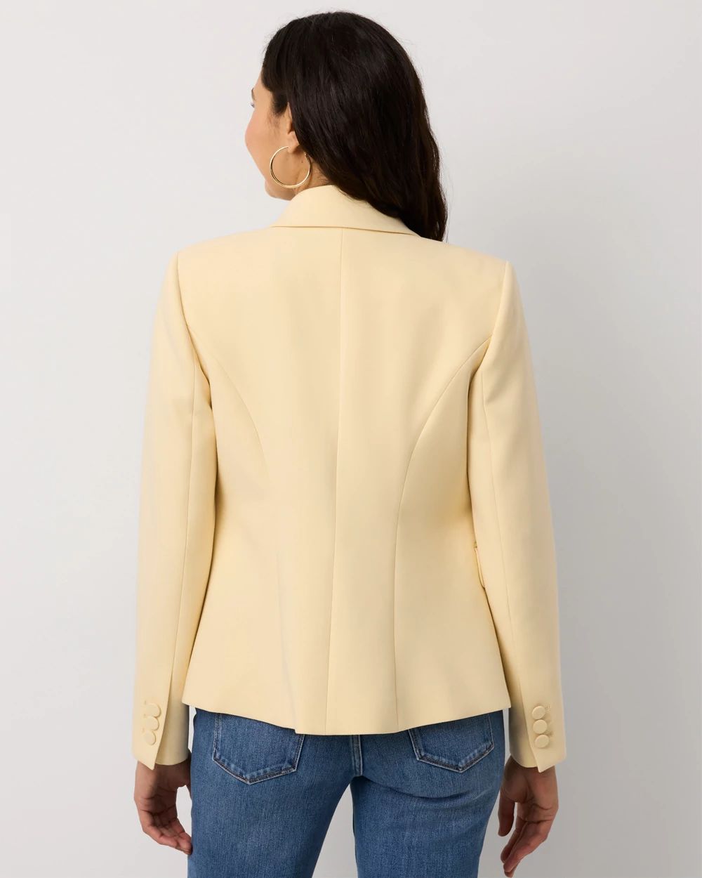 Petite Cropped Double Button Blazer