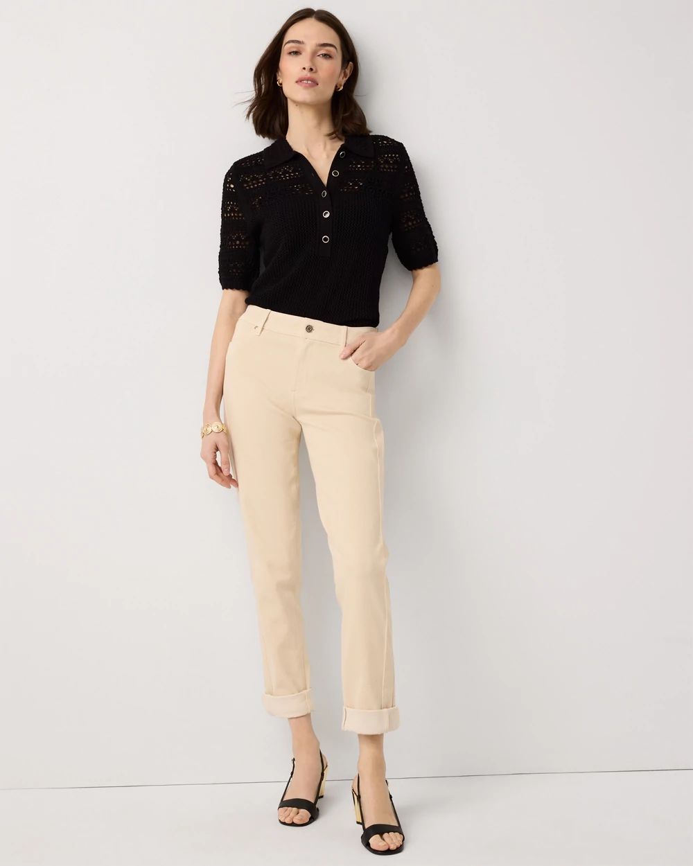 Petite Mid Rise Girlfriend Ankle Jean