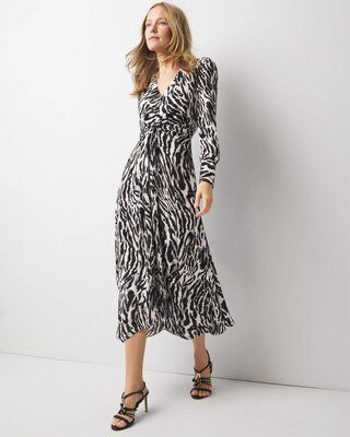Animal Print Twist-Front Midi Dress click to view larger image.