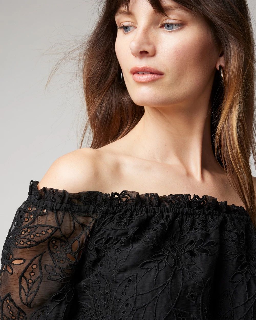 Off-the-Shoulder Eyelet Blouse