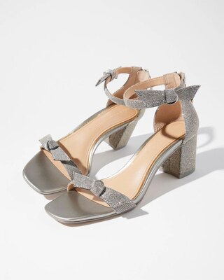 Sparkle Bow Block Heel